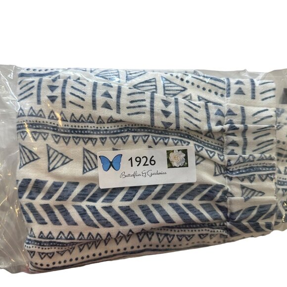 Aztec Print Womens Shorts L High Rise Pockets Elastic Waist Blue White - Picture 9 of 9